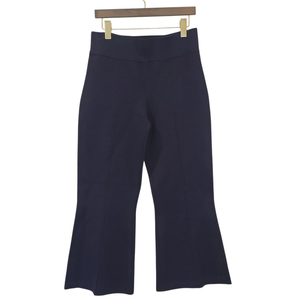 NEW J.Crew Delaney Navy High Rise Cropped Flare Sweater Pants Knit Pull On Large